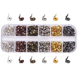 Arricraft 600pcs 6 Color Bead Tips Knot Covers, 8x4mm Metal Open Clamshell Fold-Over Bead Tips Knot Covers End Caps for Jewelry Making, Nickel Free