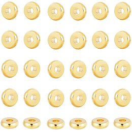 Arricraft 80 Pcs 4 Sizes Flat Round Disc Spacer Beads, Real 24K Gold Plated Spacer Heishi Bead Brass Rondelle Disc Loose Beads for Necklace Bracelet Jewelry Making