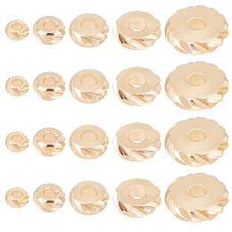 Beebeecraft 150Pcs 5 Style Brass Beads, Cadmium Free & Lead Free, Flat Round, Golden, 3~7.8x1.5~2mm, Hole: 1.2~2mm, 30pcs/style