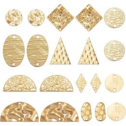 BENECREAT 60Pcs 10 Styles Geometric Flat Connector Link Charms, Multi Hole Brass Links Connectors for Necklace Bracelets Jewelry Making, Hole: 1.2~1.8mm