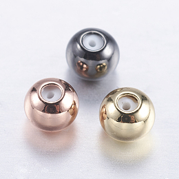 Honeyhandy Brass Beads, with Rubber Inside, Slider Beads, Stopper Beads, Round, Mixed Color, 4x3mm, Hole: 0.5mm