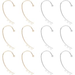 UNICRAFTALE 12Pcs 2 Color DIY Ear Cuff Brass Earrings Cuffs Punk Ear Wrap Earrings Cuffs Accessaries with 3 Loop 50mm Long Ear Cuff for Non Piercing Earring Making