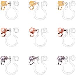 PandaHall Elite 12 Pairs 3 Colors Clear Plastic Clip-on Earring Converter Component with Stainless Steel Findings for Non-Pierced Ears DIY Earring Making Accessary