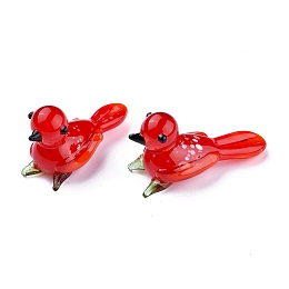 Honeyhandy Home Decorations, Handmade Lampwork Display Decorations, Bird, Red, 33x12x20mm