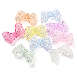 Honeyhandy Plating Transparent Carckle Acrylic Beads, Bowknot, Mixed Color, 16.5x27x7.5mm, Hole: 2.2mm