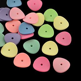 Honeyhandy Spray Painted Fluorescent Acrylic Beads, Twisted Disc, Mixed Color, 15x15x3mm, Hole: 2mm, about 1870pcs/500g