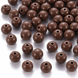 Honeyhandy Opaque Acrylic Beads, Round, Sienna, 8x7mm, Hole: 2mm, about 1745pcs/500g