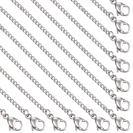 Honeyhandy Titanium Steel Curb Chain Necklaces for Men Women, Stainless Steel Color, 17.91 inch(45.5cm)