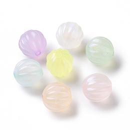 Luminous Acrylic Beads, Glitter Beads, Glow in the Dark, Pumpkin, Mixed Color, 11mm, Hole: 2mm, about 670pcs/500g