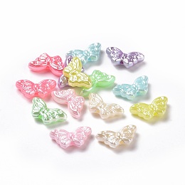 Honeyhandy Imitation Pearl Acrylic Beads, Butterfly, Mixed Color, 8x15x4.5mm, Hole: 1.2mm, about 2083pcs/500g