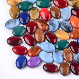 Honeyhandy Acrylic Beads, Imitation Gemstone Style, Oval, Mixed Color, 19x13.5x6mm, Hole: 1.4mm, about 435pcs/500g