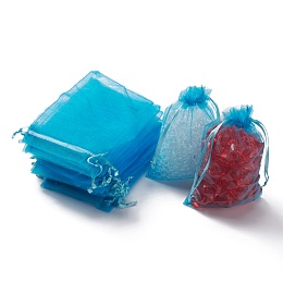 Honeyhandy Organza Gift Bags with Drawstring, Jewelry Pouches, Wedding Party Christmas Favor Gift Bags, Deep Sky Blue, 15x10cm