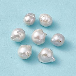 Honeyhandy Baroque Natural Keshi Pearl Beads, Round, Seashell Color, 13~14x12~14x9.5~10.5mm, Hole: 0.7mm