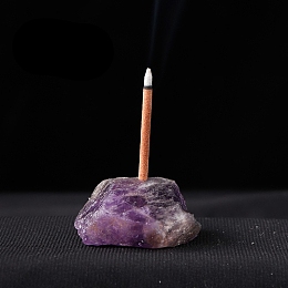 Honeyhandy Natural Raw Amethyst Incense Holder, Reiki Energy Stone Display Decoration, for Healing Meditation, Nugget, 40~60mm