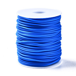 Hollow Pipe PVC Tubular Synthetic Rubber Cord, Wrapped Around White Plastic Spool, Dodger Blue, 2mm, Hole: 1mm, about 54.68 yards(50m)/roll