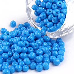 Honeyhandy Baking Paint Glass Seed Beads, Dodger Blue, 6/0, 4~5x3~4mm, Hole: 1~2mm, about 4500pcs/bag