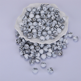 Round Silicone Focal Beads, Chewing Beads For Teethers, DIY Nursing Necklaces Making, Light Sky Blue, 15mm, Hole: 2mm