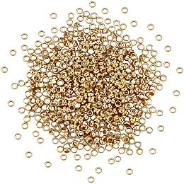 DICOSMETIC 600pcs 1.9mm Stainless Steel Golden Crimp Beads Rondelle Crimp Beads Clamp Caps End Stopper Beads Tiny Round Spacer Beads for Jewelry Making,Hole:1mm