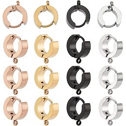 DICOSMETIC 8pcs 4 Colors Stainless Steel Huggie Hoop Earrings Round Hypoallergenic Earring Hooks with 1.8mm Holes Loop Ring Earwire Connector for DIY Earrings Making