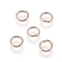 Honeyhandy 304 Stainless Steel Open Jump Rings, Rose Gold, 6x0.9mm, Inner Diameter: 4mm