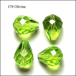 Honeyhandy Imitation Austrian Crystal Beads, Grade AAA, Faceted, Drop, Yellow Green, 10x12mm, Hole: 0.9~1.5mm