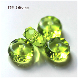 Honeyhandy Imitation Austrian Crystal Beads, Grade AAA, Faceted, Flat Round, Yellow Green, 8x3.5mm, Hole: 0.9~1mm