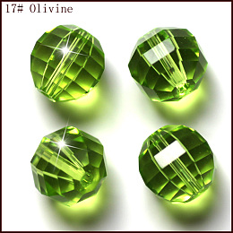 Honeyhandy Imitation Austrian Crystal Beads, Grade AAA, Faceted, Round, Yellow Green, 10mm, Hole: 0.9~1mm