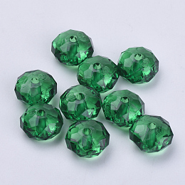 Honeyhandy Transparent Acrylic Beads, Faceted, Rondelle, Dark Green, 8x5mm, Hole: 1.4mm, about 2700pcs/500g