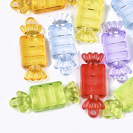 Honeyhandy Transparent Acrylic Big Pendants, Candy, Mixed Color, 55x21x10mm, Hole: 4mm, about 69pcs/500g