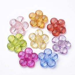 Honeyhandy Transparent Acrylic Beads, Flower, Mixed Color, 36x35x14mm, Hole: 3.5mm, about 75pcs/500g