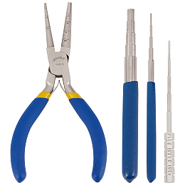 BENECREAT Jewelry Tool Sets, including Wire Looping Pliers Bail Making Rite Pliers and Iron Wire Winding Rods, Platinum