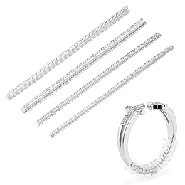 Honeyhandy 4Pcs 4 Style Plastic Spring Coil, Invisible Ring Size Adjuster, Clear, 10x0.35~0.5cm, 1pc/style