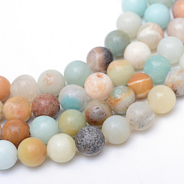 Honeyhandy Round Natural Flower Amazonite Bead Strands, 6mm, Hole: 1mm, about 65pcs/strand, 15.7 inch