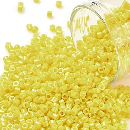 Honeyhandy Cylinder Seed Beads, Opaque Colours Luster, Uniform Size, Gold, 2x1.5mm, Hole: 0.8mm, about 888pcs/10g