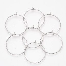 UNICRAFTALE 25 Pairs Hoop Earring Wine Findings Stainless Steel Hoop Earring Findings Ring Ear Wires for Women Jewelry Earrings Making 24~25x0.6mm, pin 0.6mm