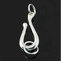 Honeyhandy 925 Sterling Silver S Shape Clasps, S-Hook, Silver, 15x8mm, Hole: 4~4.5mm