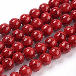 Honeyhandy Synthetic Turquoise Beads Strands, Dyed, Round, Red, 8mm, Hole: 1mm, about 50pcs/strand, 15.7 inch