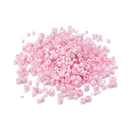 Honeyhandy Glass Seed Beads, Mixed Style, Mixed Shapes, Hot Pink, 1~7x2~4mm, Hole: 0.7~1mm