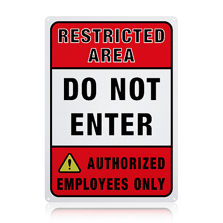 Globleland UV Protected & Waterproof Aluminum Warning Signs, Do Not Enter Authorized Employees Only Sign, Do Not Enter Authorized Employees Only Sign, Red, 350x250x1mm, Hole: 4mm