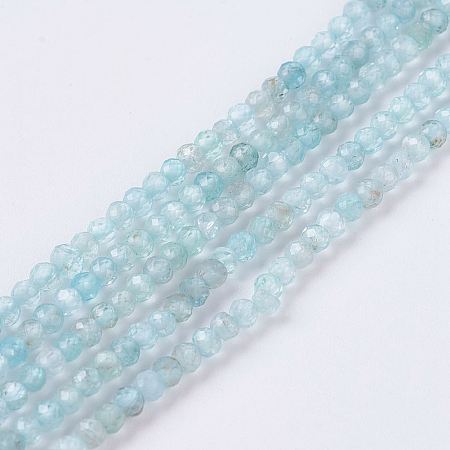 ARRICRAFT Natural Apatite Beads Strands, Faceted, Round, 2mm, Hole: 0.5mm, about 208pcs/strand, 15.5 inches