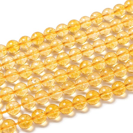Arricraft Natural Citrine Beads Strands, Round, 8mm, Hole: 1mm, about 47pcs/strand, 14.9 inches