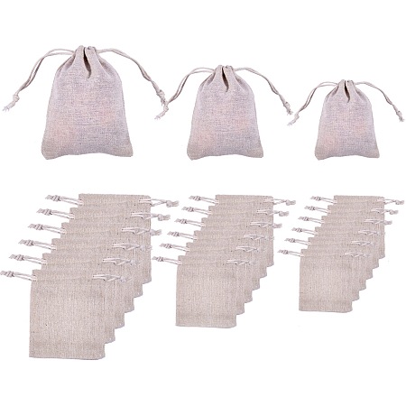 18Pcs 3 Styles Flax Cloth Blank DIY Craft Drawstring, for Gifts Jewelry and Storage Bag, Rectangle, Beige, 6pcs/style