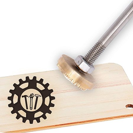OLYCRAFT Wood Branding Iron 1.2” Leather Branding Iron Stamp Custom Logo BBQ Heat Stamp with Brass Head and Wood Handle for Woodworking and Handcrafted Design - Hammer & Spanner