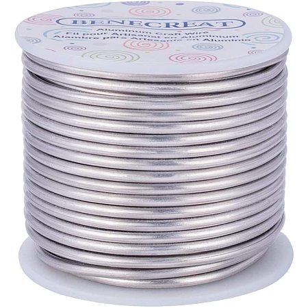BENECREAT 9 Gauge 55FT Tarnish Resistant Jewelry Craft Wire Bendable Aluminum Sculpting Metal Wire for Jewelry Craft Beading Work - Primary Color, 3mm