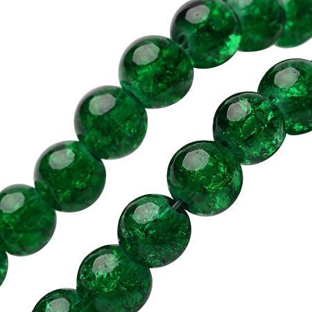 NBEADS 20 Strands(About 100pcs/strand) 8mm Dark Green Spray Painted Crackle Glass Beads Round Split Tiny Loose Beads for Bracelet Jewelry Making
