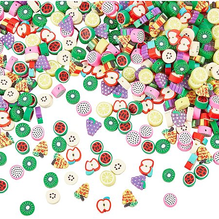 NBEADS 240 Pcs Polymer Clay Beads, Mixed Fruit Beads Soft Pot Beads Crafts Accessories for Jewelry Making