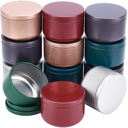 Pandahall Elite 14pcs 7 Colors Candle Tin Cans Metal Round Cans with Slip-On Lid Candle Containers for Candles, Arts & Crafts, Dry Storage, Party Favors and More, 2.1x1.5