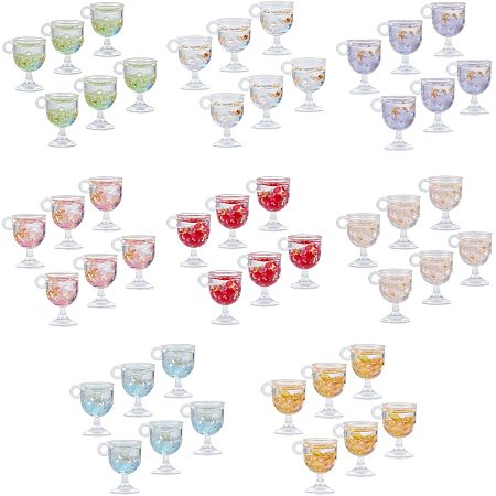 NBEADS 48 Pcs Resin Cup Pendants, Cup Charms with Gold Foil Inside Wine Glass Fruit Earring Charms Mini Wine Cup Charms Wine Cup Pendants for Jewelry Making