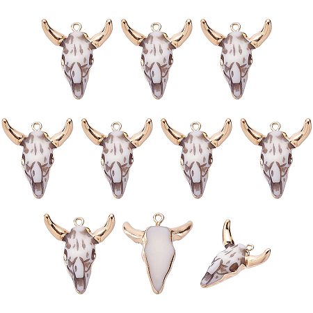 NBEADS 10 Pcs Bull Head Pendants, Animal Head Charms Ox Head Pendant Necklace Resin Pendants Decorations for Necklace Bracelets Keychain DIY Jewelry Making