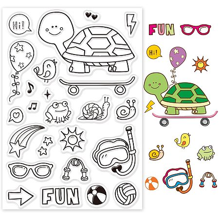 GLOBLELAND Animals Silicone Clear Stamps Tortoise Transparent Stamps for Mother's Day Birthday Valentine's Day Cards Making DIY Scrapbooking Photo Album Decoration Paper Craft